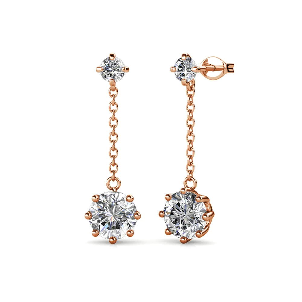 Jessie 18K White Gold Plated Dangle Stud Earrings with Swarovski Crystals - Image 12