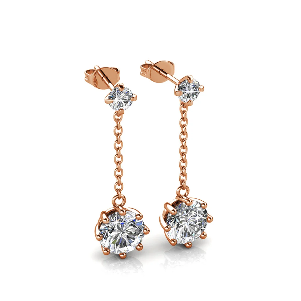 Jessie 18K White Gold Plated Dangle Stud Earrings with Swarovski Crystals - Image 14
