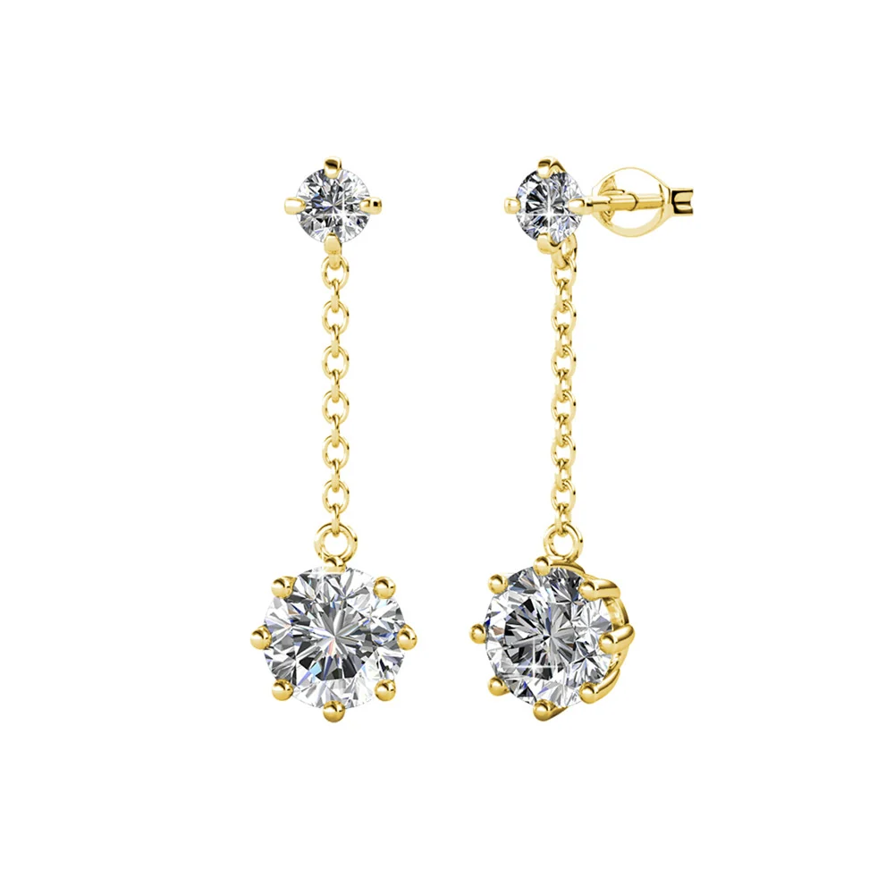 Jessie 18K White Gold Plated Dangle Stud Earrings with Swarovski Crystals - Image 9