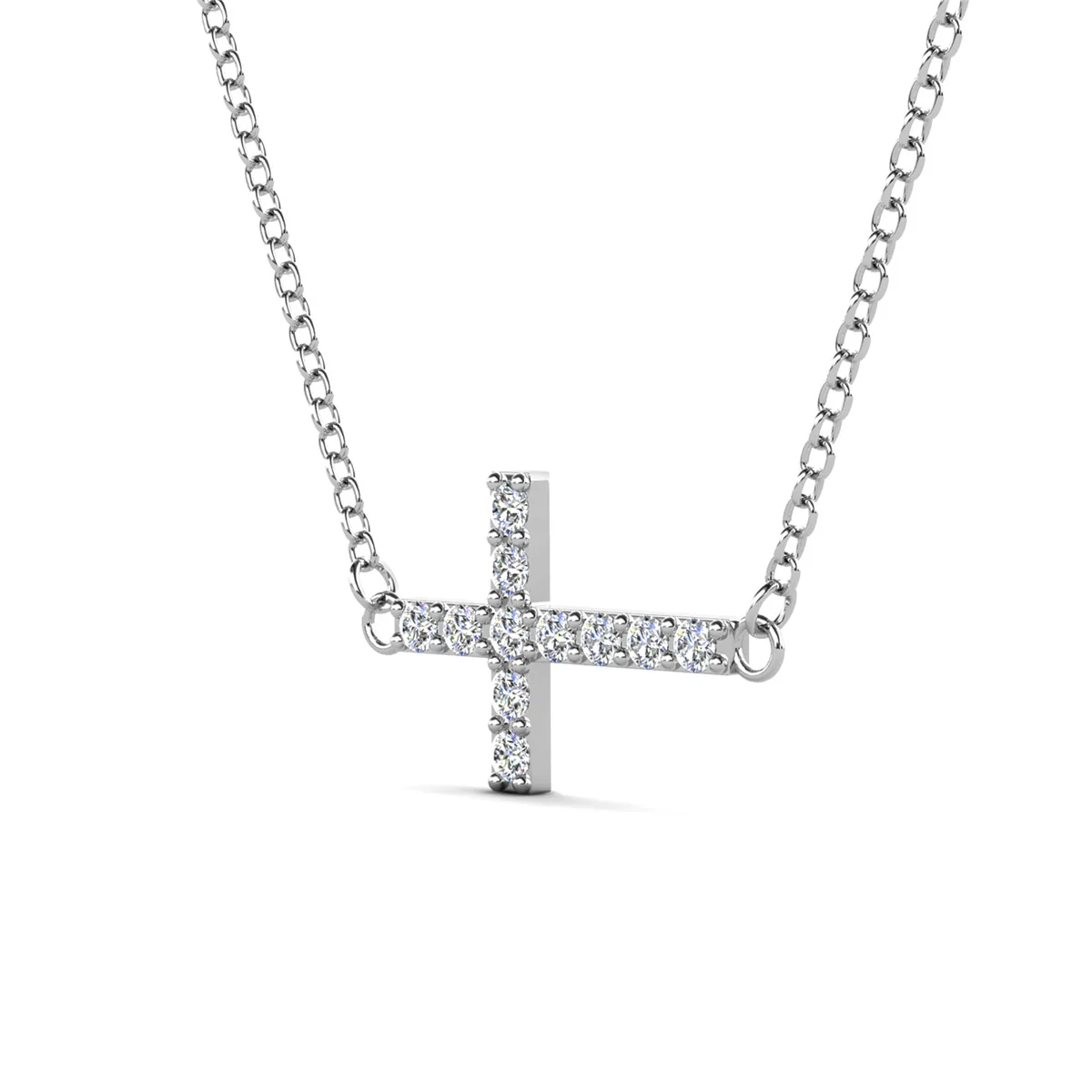 Joy 18k White Gold Plated Cross Necklace & Blessed by Faith Pink Envelope Card - Image 11