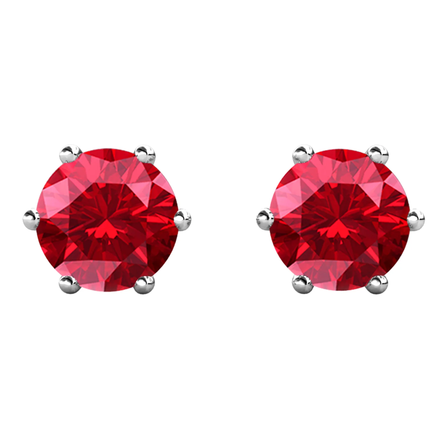 July Birthstone Ruby Earrings 18k White Gold Plated Stud Earrings with 1CT Swarovski Crystal - Image 4