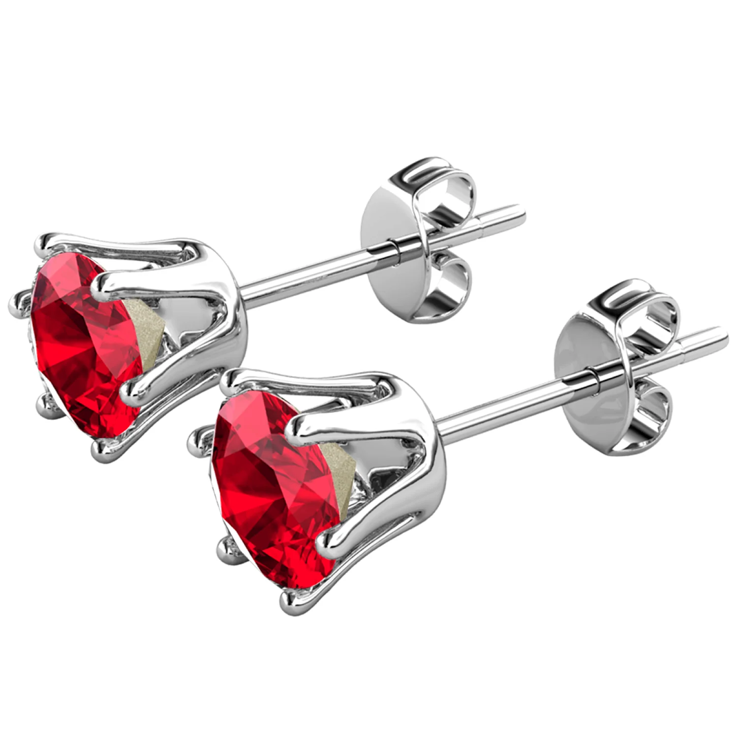 July Birthstone Ruby Earrings 18k White Gold Plated Stud Earrings with 1CT Swarovski Crystal - Image 5