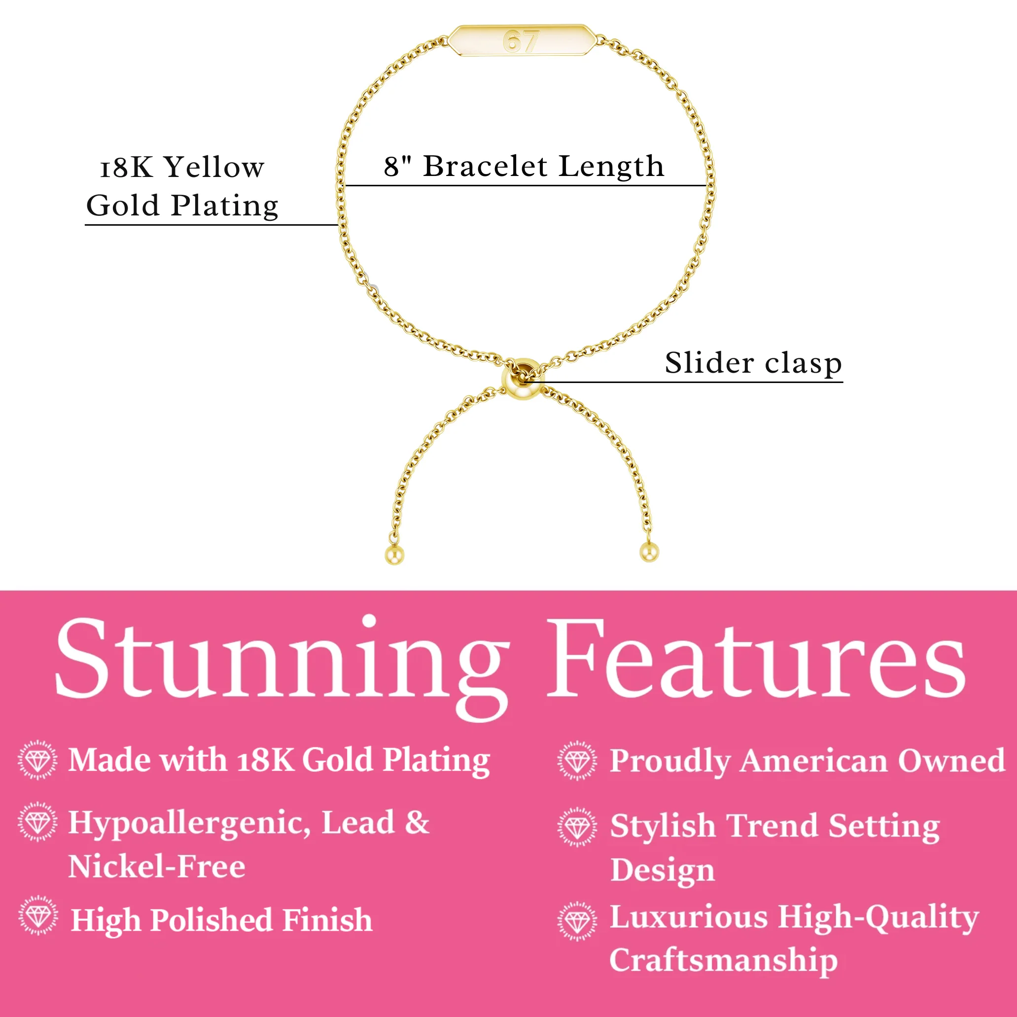 Kathryn 18k White Gold Plated 67 Bracelet for Women - Image 10
