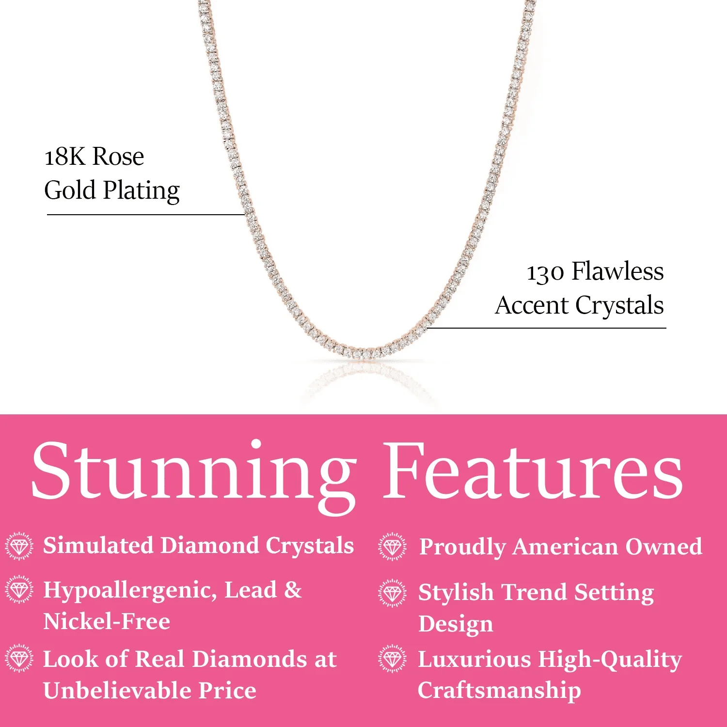 Kaylee 18k White Gold Plated Necklace with Simulated Diamond Crystals - Image 10