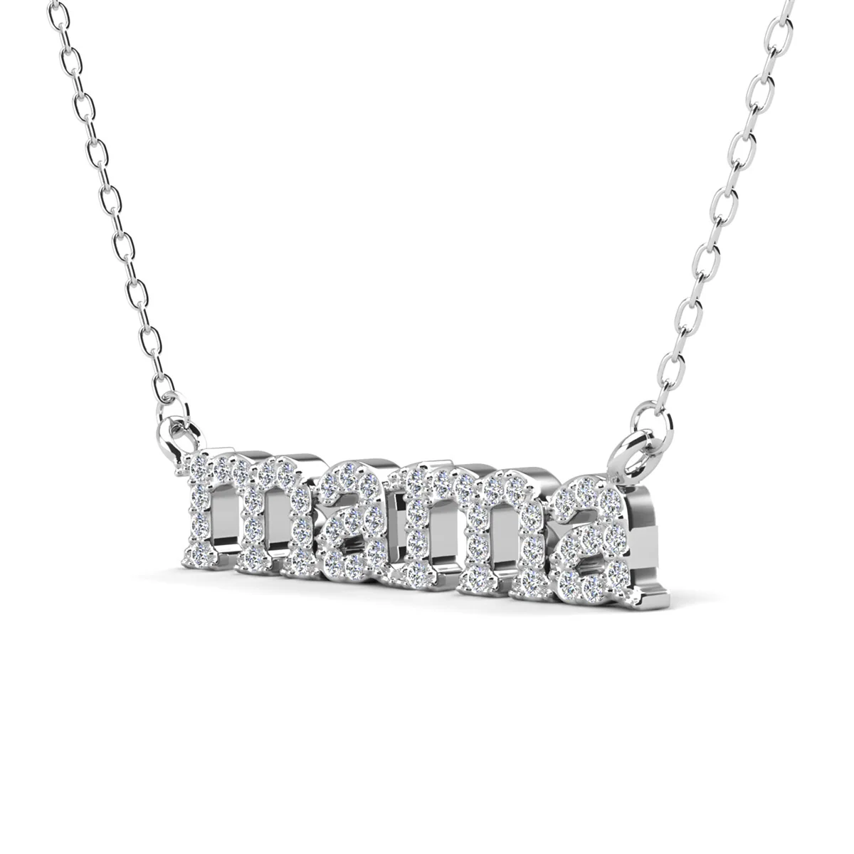 Kelly 18k White Gold Plated Mama Necklace with Swarovski Crystals - FAB FAV - Image 8