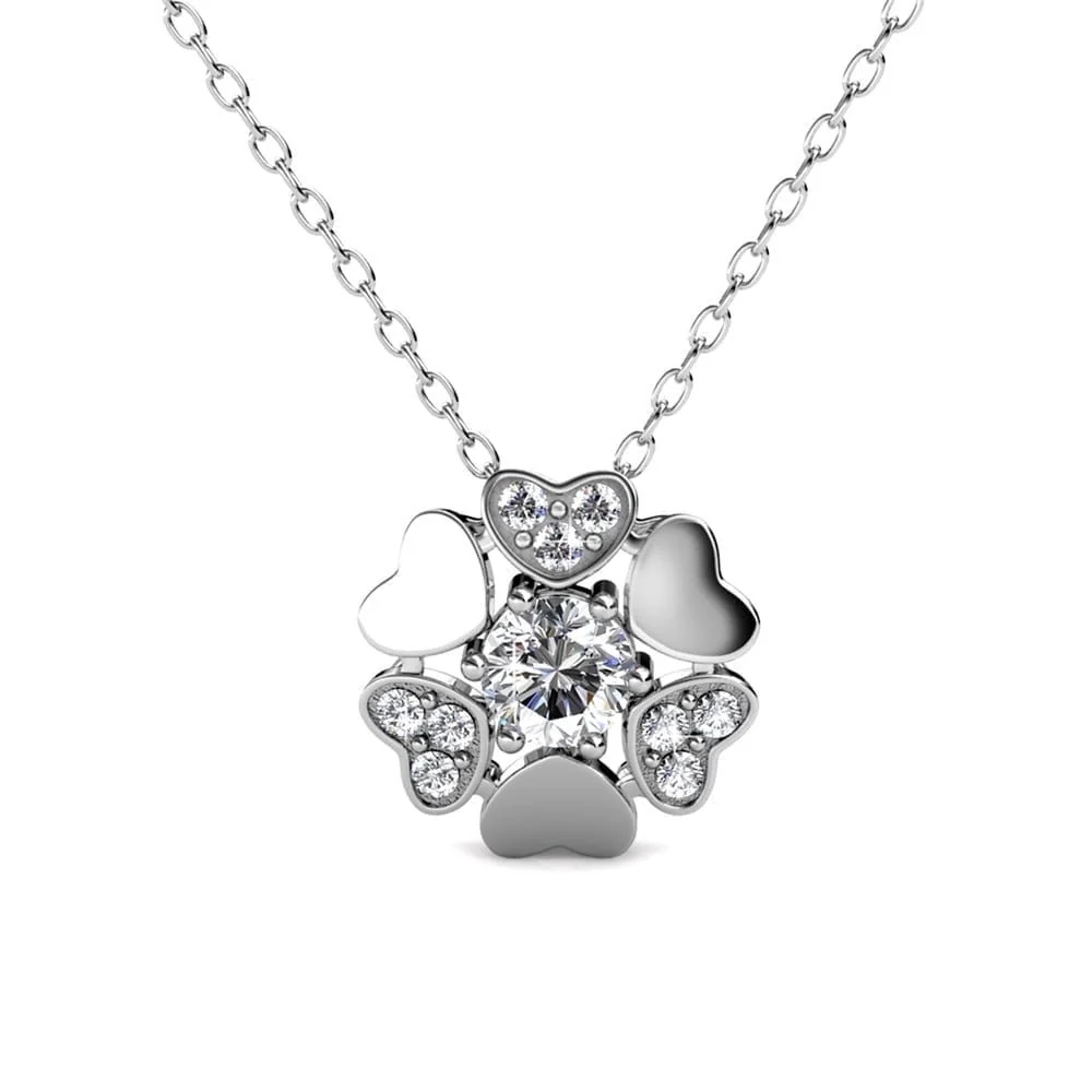 Khloe 18k White Gold Heart Necklace and Stud Earrings Jewelry Set with Crystals - Image 9