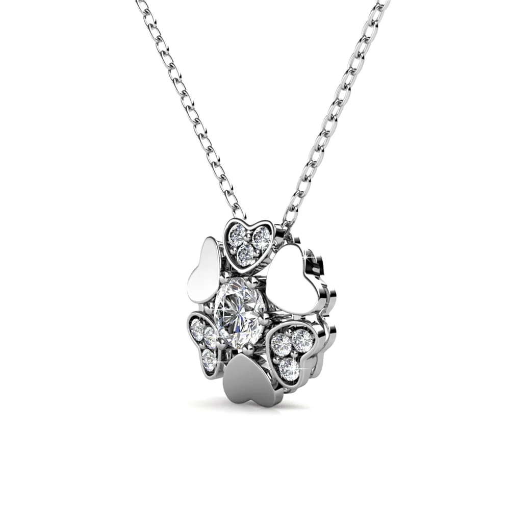 Khloe 18k White Gold Heart Pendant Necklace with Round Cut Swarovski Crystals - Image 7