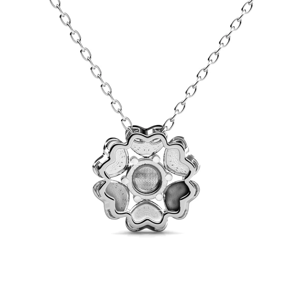 Khloe 18k White Gold Heart Pendant Necklace with Round Cut Swarovski Crystals - Image 8