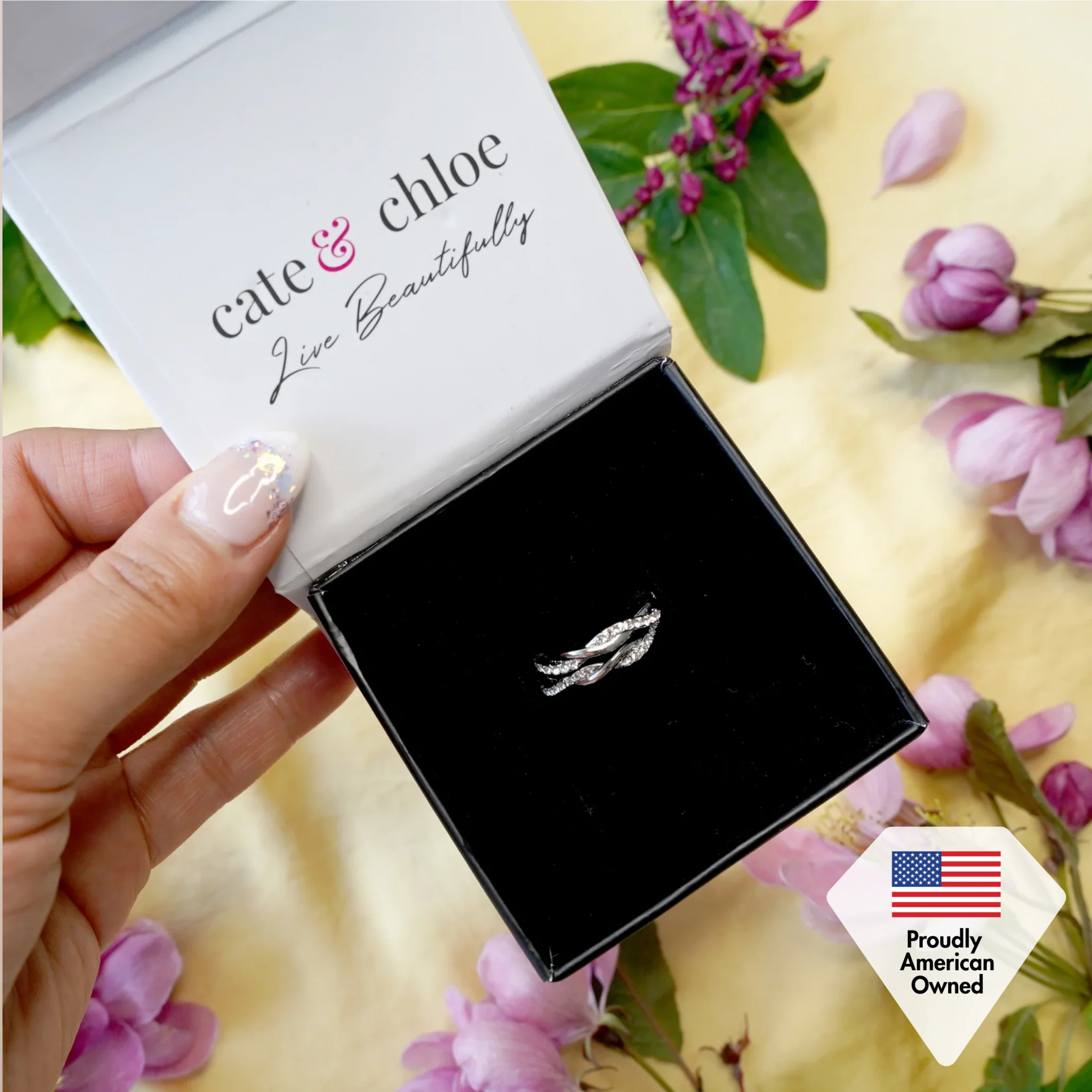 Lauren 18k White Gold Plated 22mm Hoop Earrings & Strength and Peace Shadow Card - Image 8