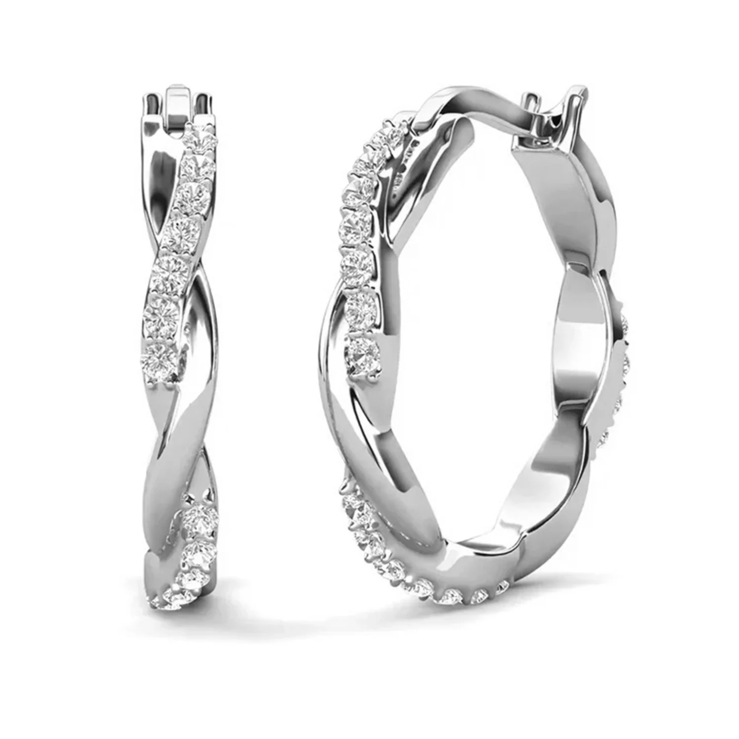 Lauren 18k White Gold Plated 22mm Hoop Earrings & Strength and Peace Shadow Card - Image 9