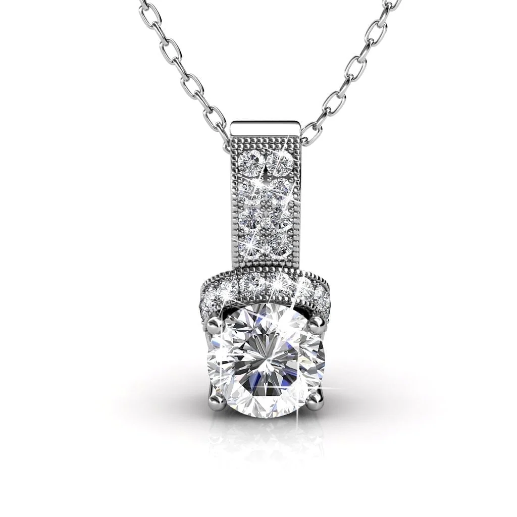 Laya 18k White Gold Pendant Necklace and Earrings Jewelry Set with Swarovski Crystals  — Final Sale - Image 6