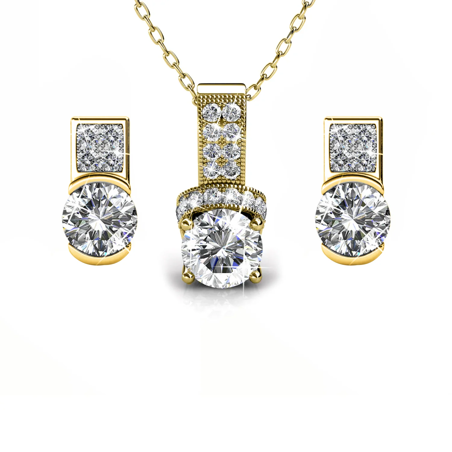 Laya 18k White Gold Pendant Necklace and Earrings Jewelry Set with Swarovski Crystals  — Final Sale - Image 8