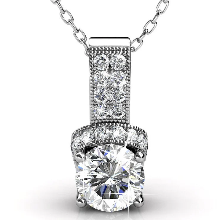 Laya 18k White Gold Plated Pendant Necklace with Swarovski Crystals