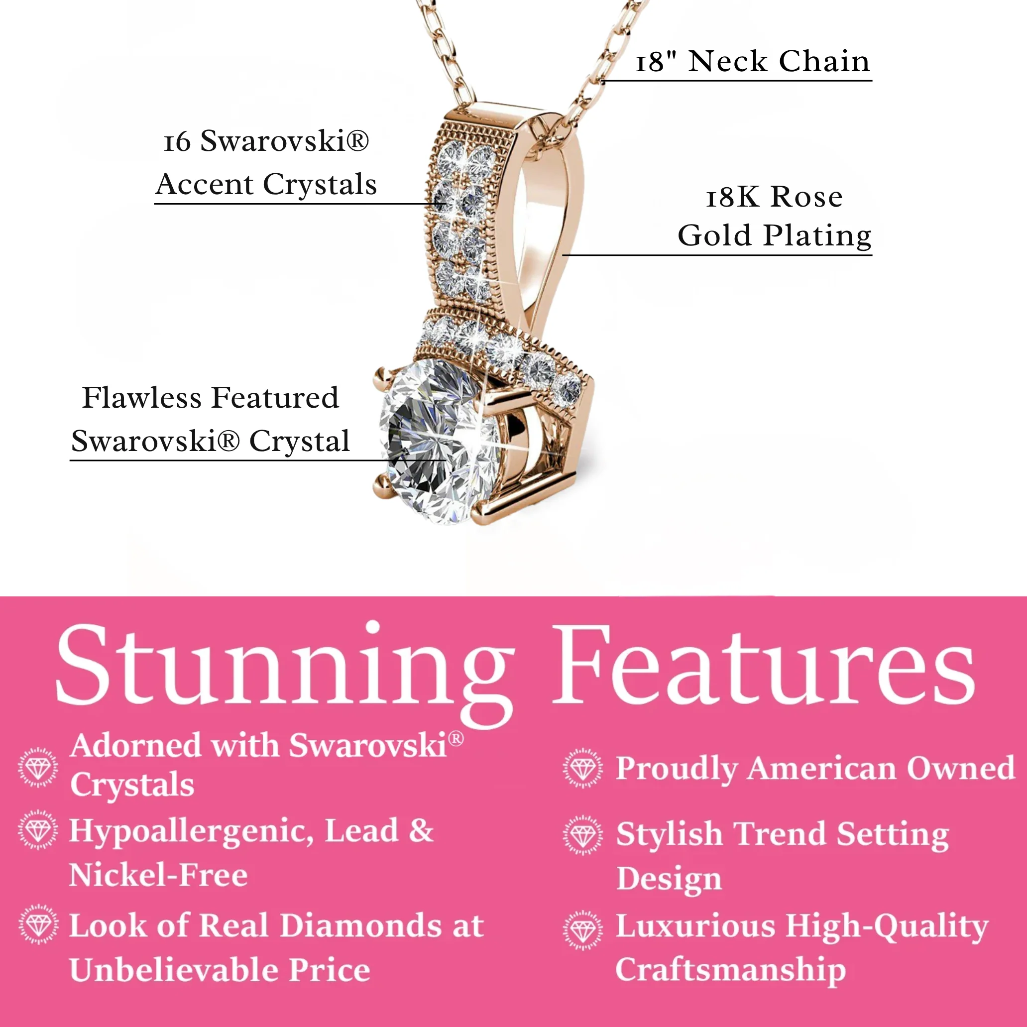 Laya 18k White Gold Plated Pendant Necklace with Swarovski Crystals - Image 12