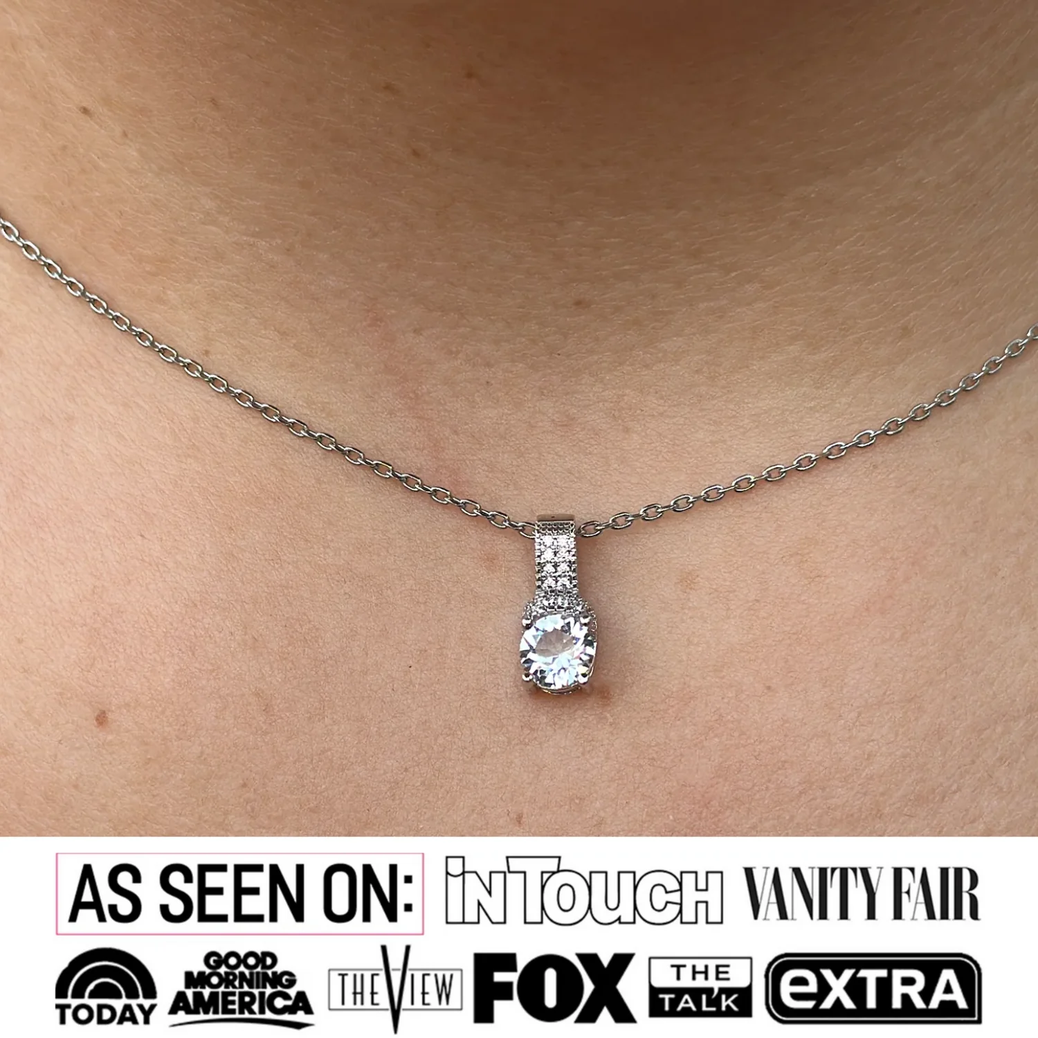 Laya 18k White Gold Plated Pendant Necklace with Swarovski Crystals - Image 2