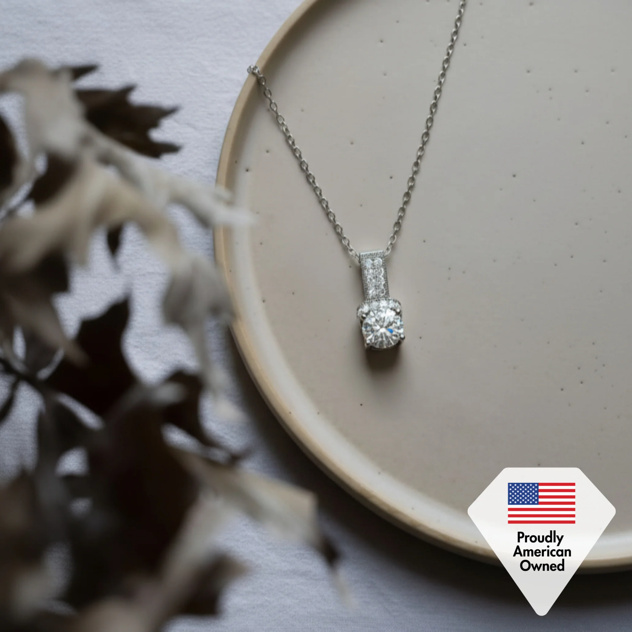 Laya 18k White Gold Plated Pendant Necklace with Swarovski Crystals - Image 6