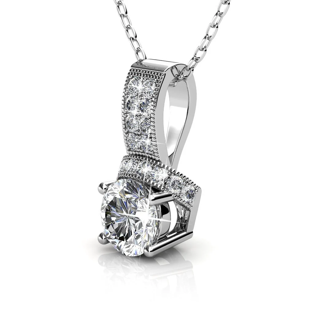 Laya 18k White Gold Plated Pendant Necklace with Swarovski Crystals - Image 8