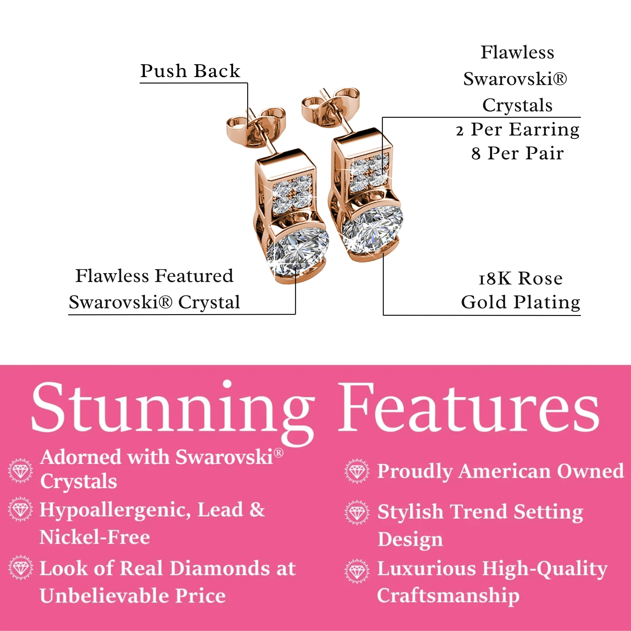 Laya 18k White Gold Plated Stud Earrings with Swarovski Crystals — Final Sale - Image 13
