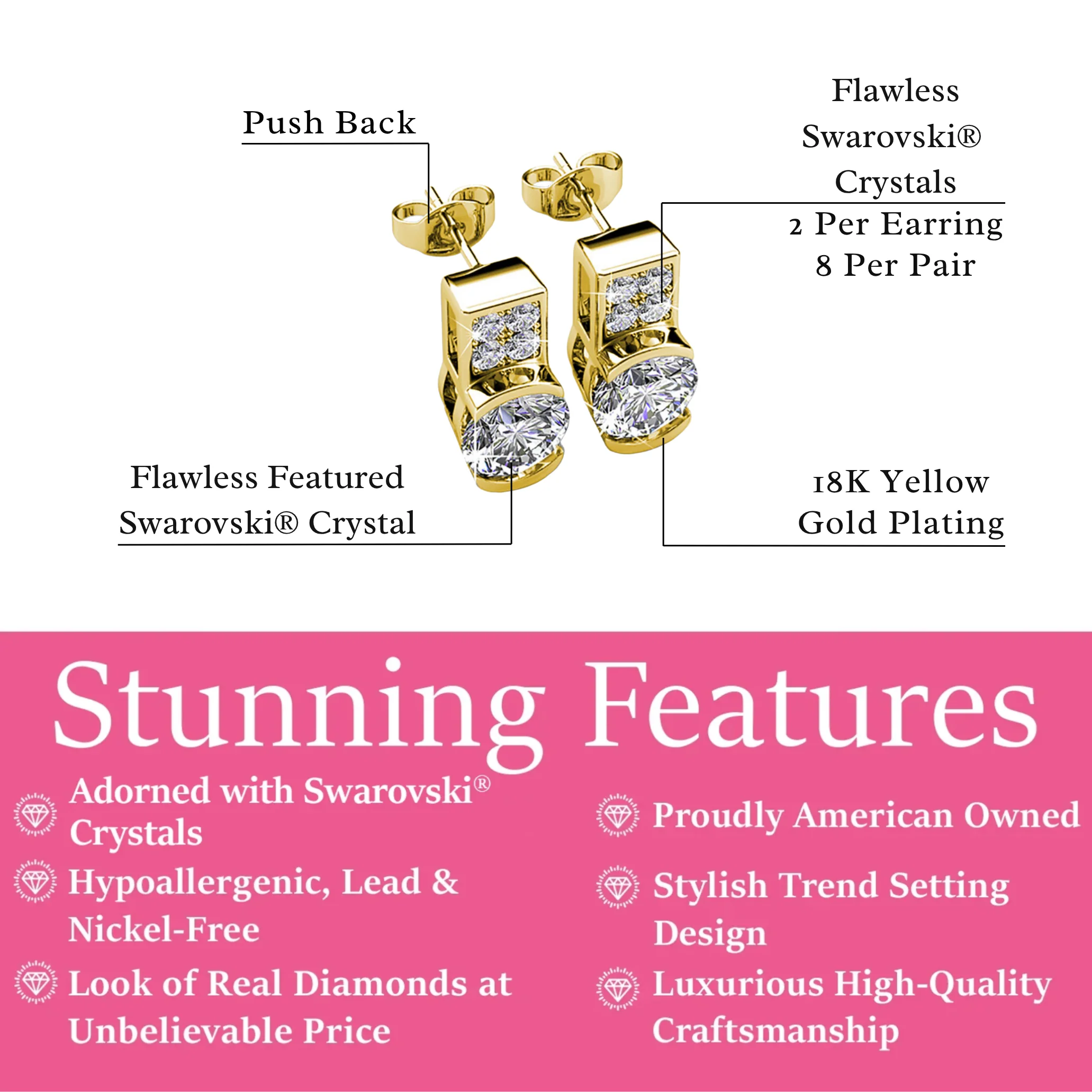 Laya 18k White Gold Plated Stud Earrings with Swarovski Crystals — Final Sale - Image 9