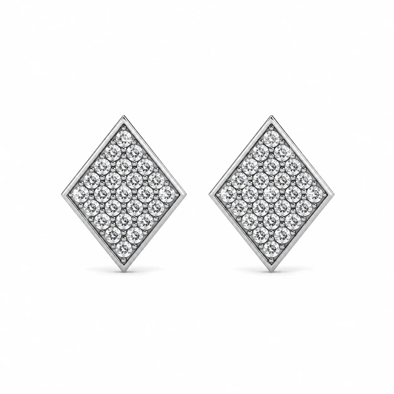 Lennon 18k White Gold Plated Diamond Shaped Stud Earrings with Swarovski Crystals - Image 7
