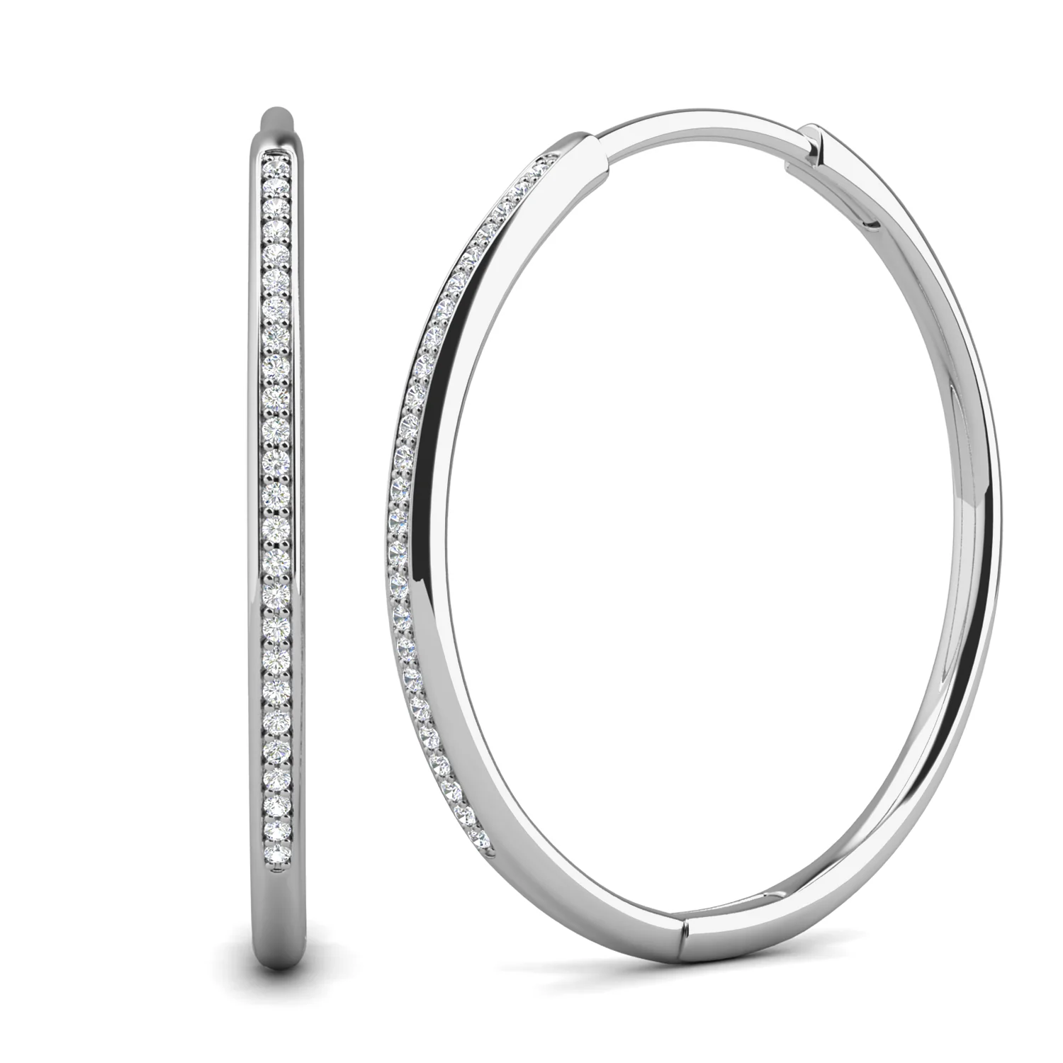 Leslie 18k White Gold Plated 14mm-40mm Hoop Earrings with Swarovski Crystals