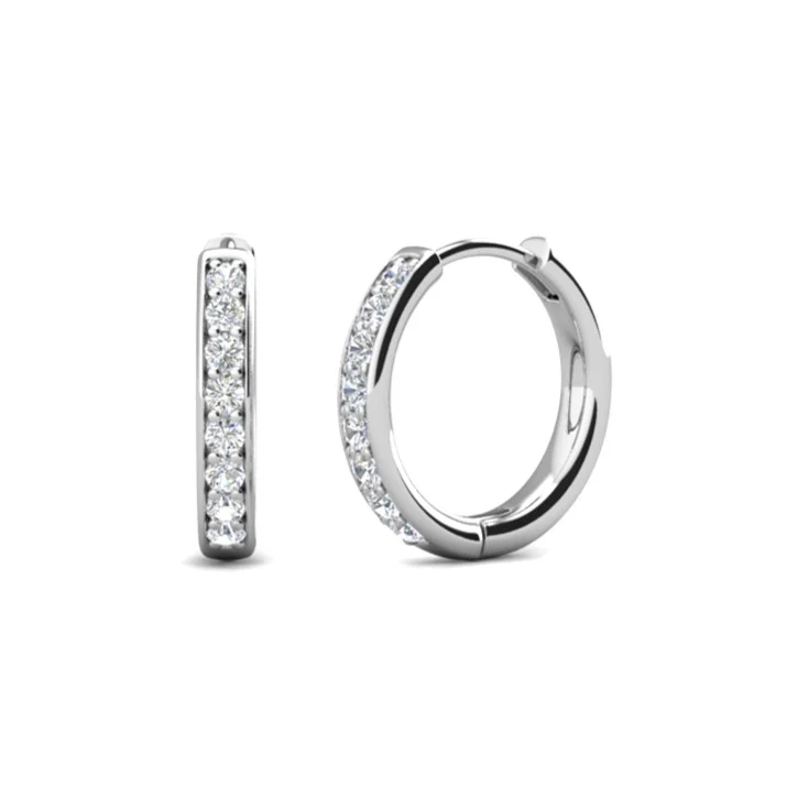 Leslie 18k White Gold Plated 14mm-40mm Hoop Earrings with Swarovski Crystals - Image 13
