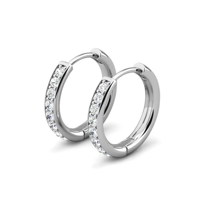 Leslie 18k White Gold Plated 14mm-40mm Hoop Earrings with Swarovski Crystals - Image 17