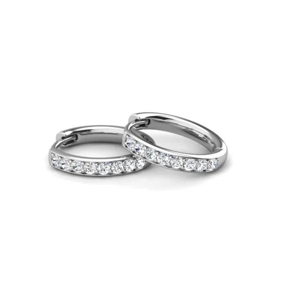 Leslie 18k White Gold Plated 14mm-40mm Hoop Earrings with Swarovski Crystals - Image 20