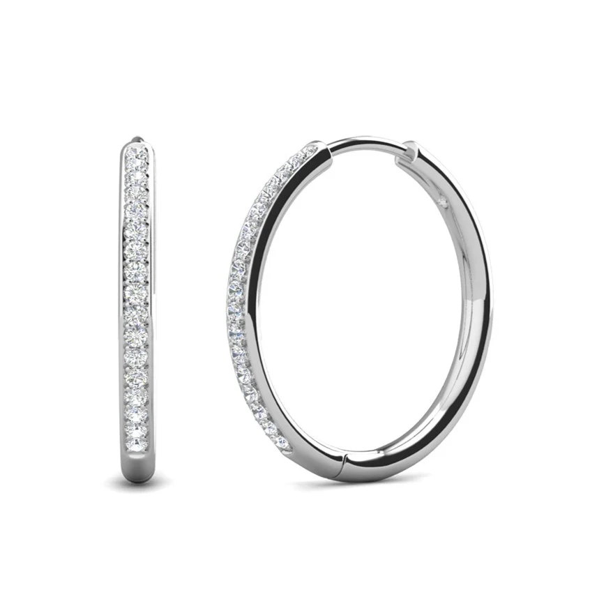 Leslie 18k White Gold Plated 14mm-40mm Hoop Earrings with Swarovski Crystals - Image 21