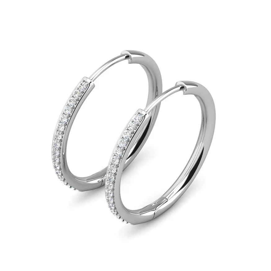 Leslie 18k White Gold Plated 14mm-40mm Hoop Earrings with Swarovski Crystals - Image 24