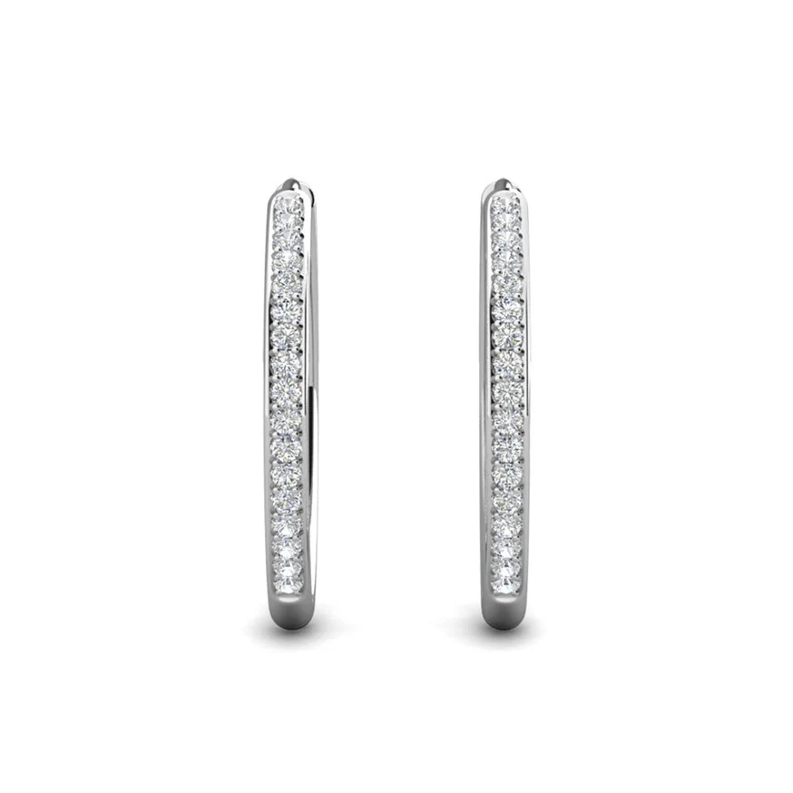 Leslie 18k White Gold Plated 14mm-40mm Hoop Earrings with Swarovski Crystals - Image 25