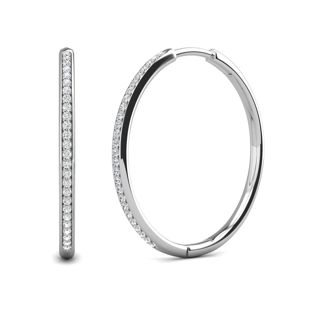 Leslie 18k White Gold Plated 14mm-40mm Hoop Earrings with Swarovski Crystals - Image 28