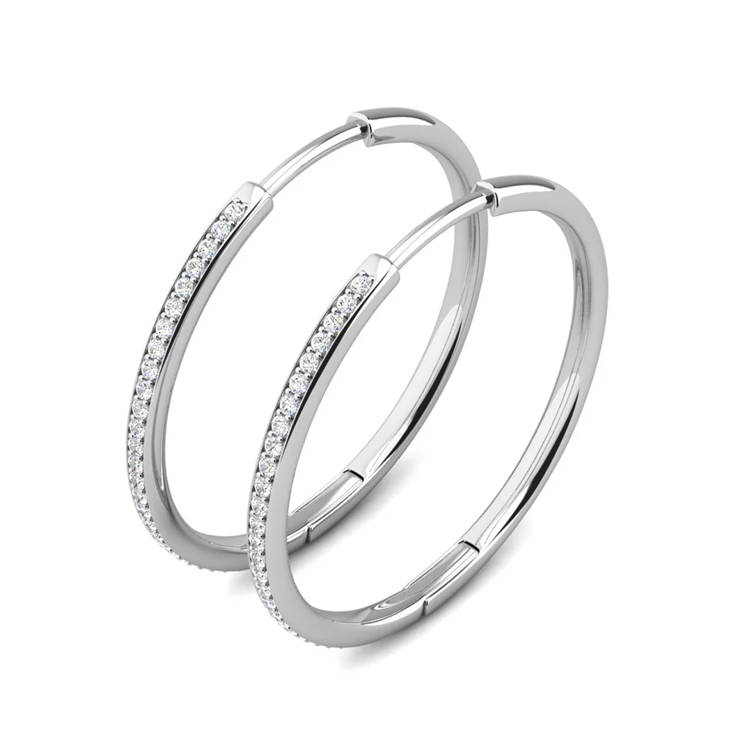 Leslie 18k White Gold Plated 14mm-40mm Hoop Earrings with Swarovski Crystals - Image 31
