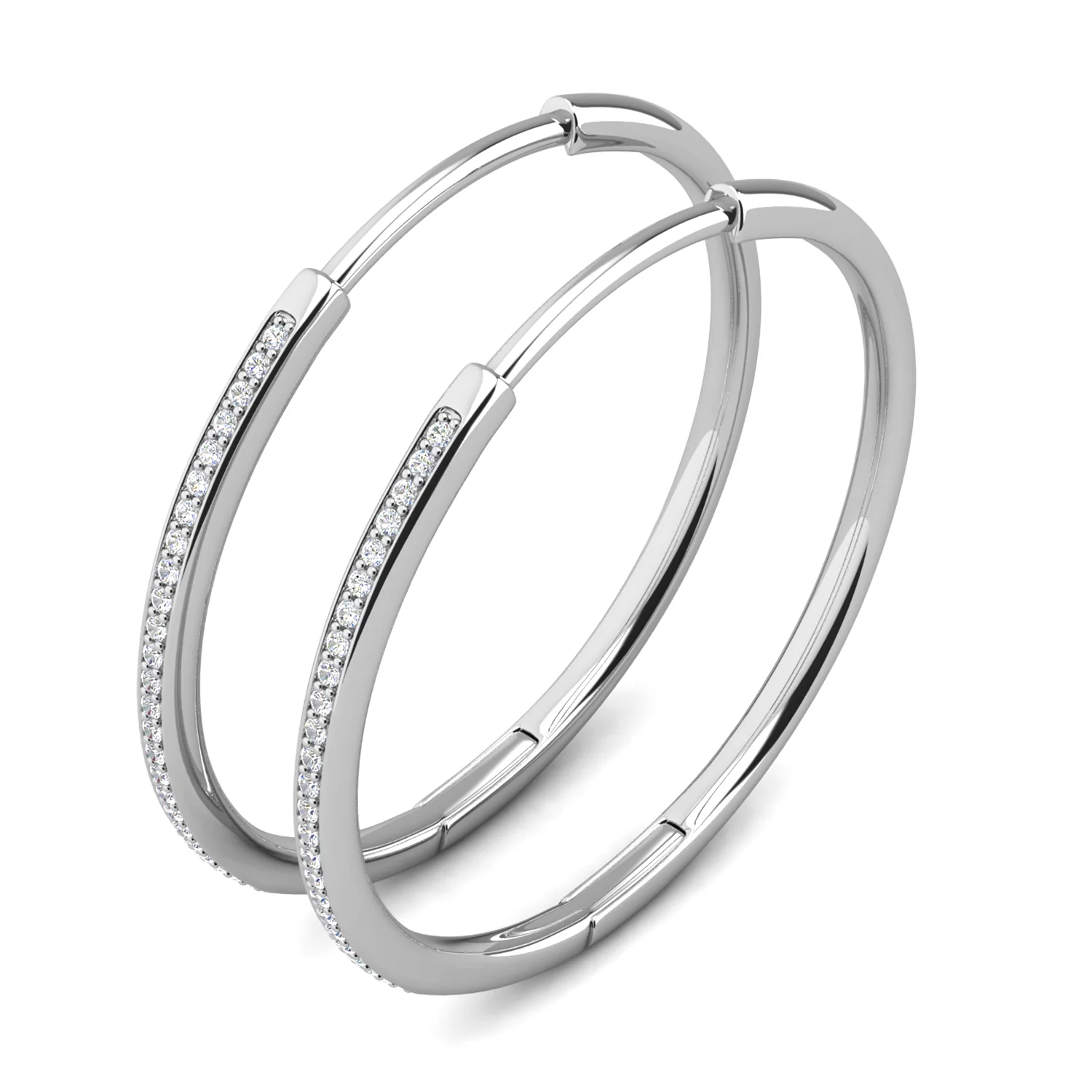 Leslie 18k White Gold Plated 14mm-40mm Hoop Earrings with Swarovski Crystals - Image 9
