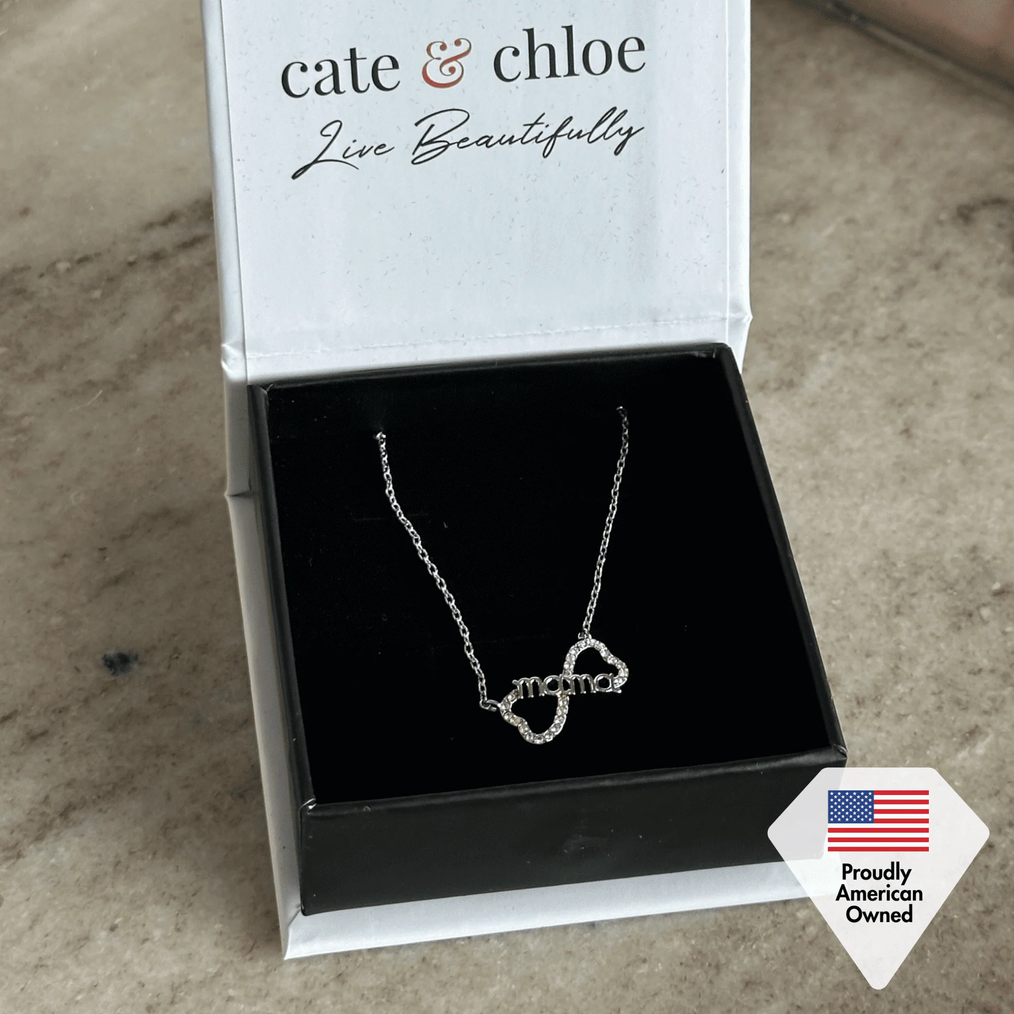 Lisa 18k White Gold Plated Infinity Necklace with Swarovski Crystals & Heartfelt Message for Mom - Image 7