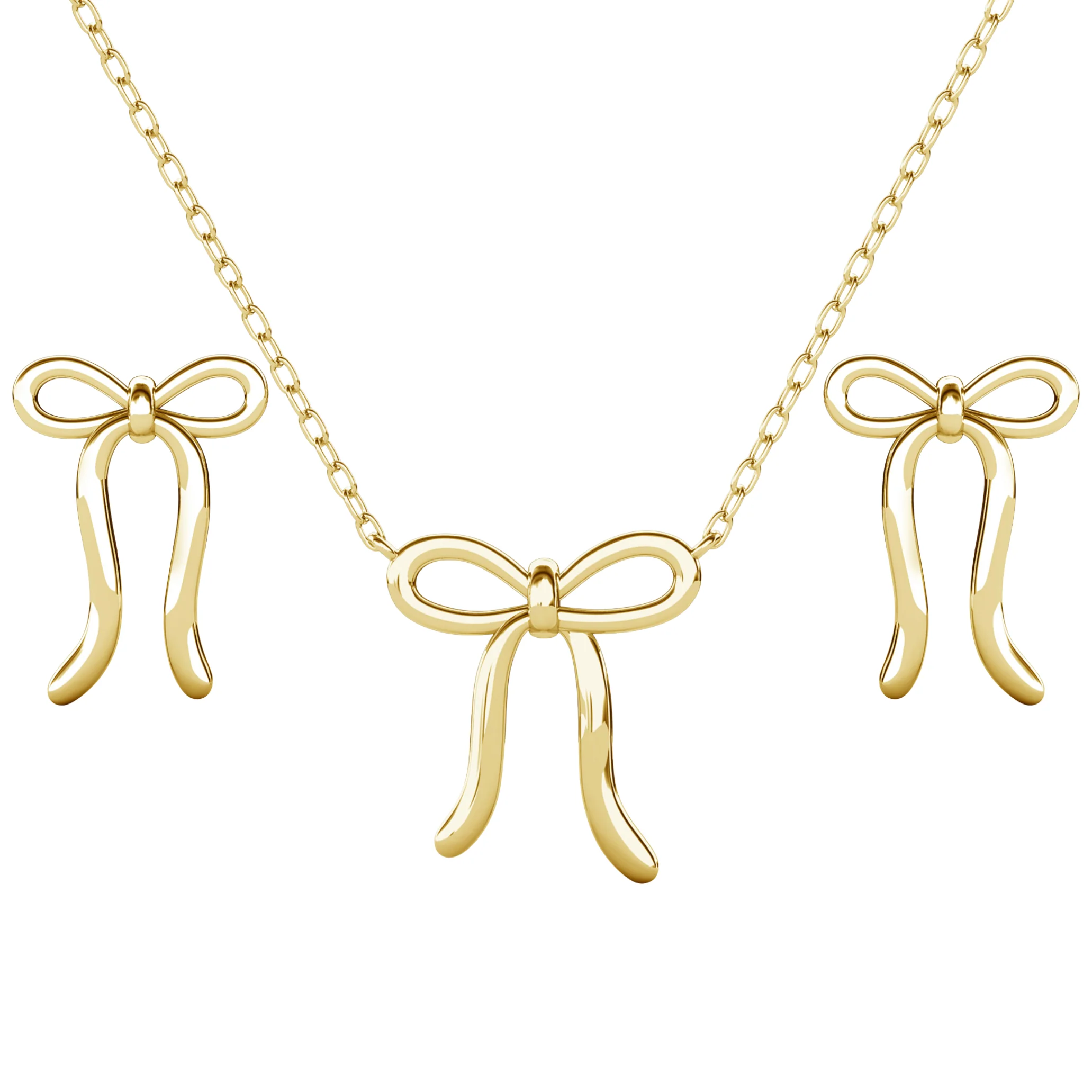 Lola 18k White Gold Plated Ribbon Drop Earrings and Necklace Jewelry Set - Image 10