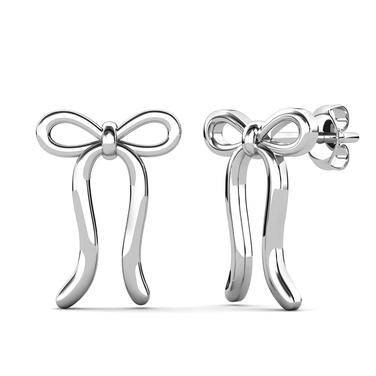 Lola 18k White Gold Plated Ribbon Drop Earrings and Necklace Jewelry Set - Image 8