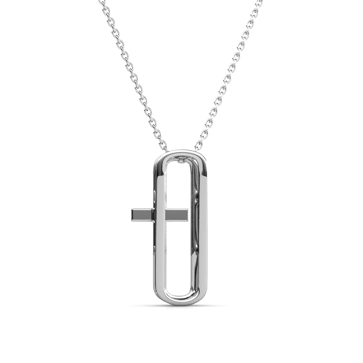 Lona 18k White Gold Plated Cross Necklace & Blessed by Faith Tan Sand Card - Image 10