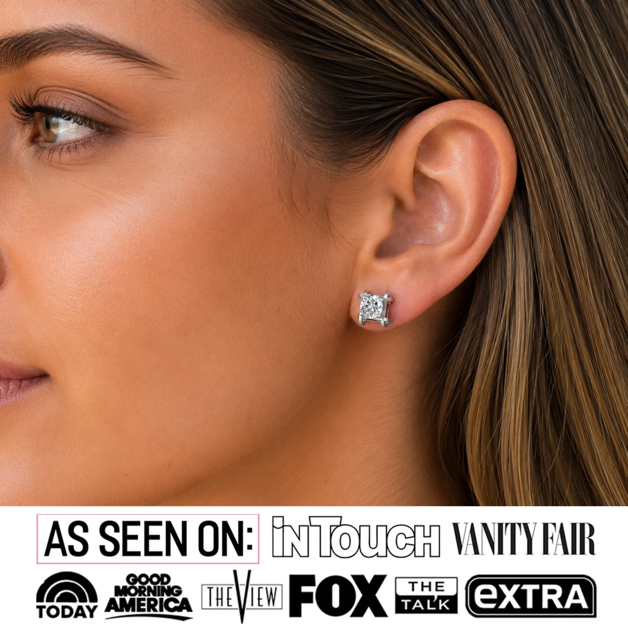 Lorelei 18k White Gold Plated Stud Earrings with Round Swarovski Crystals - Image 2