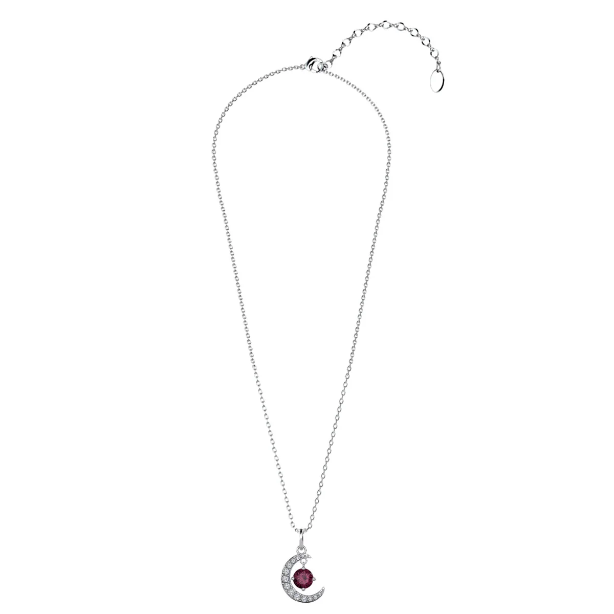 Luna February Birthstone Amethyst Necklace 18k White Gold Plated Crescent Pendant Necklace with Round Cut Swarovski Crystals - Image 8