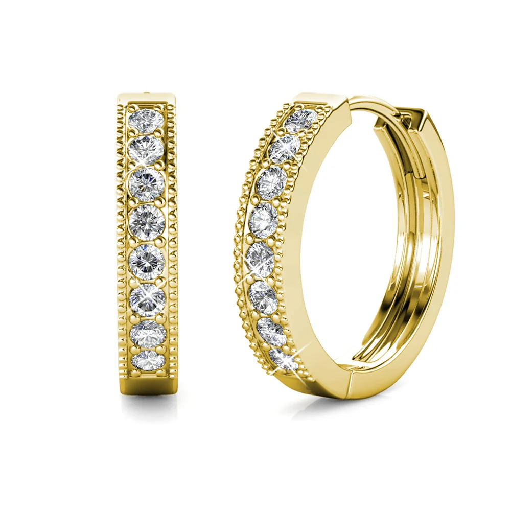 Lydia 18k White Gold Plated 16mm Hoop Earrings with Swarovski Crystals - Image 10