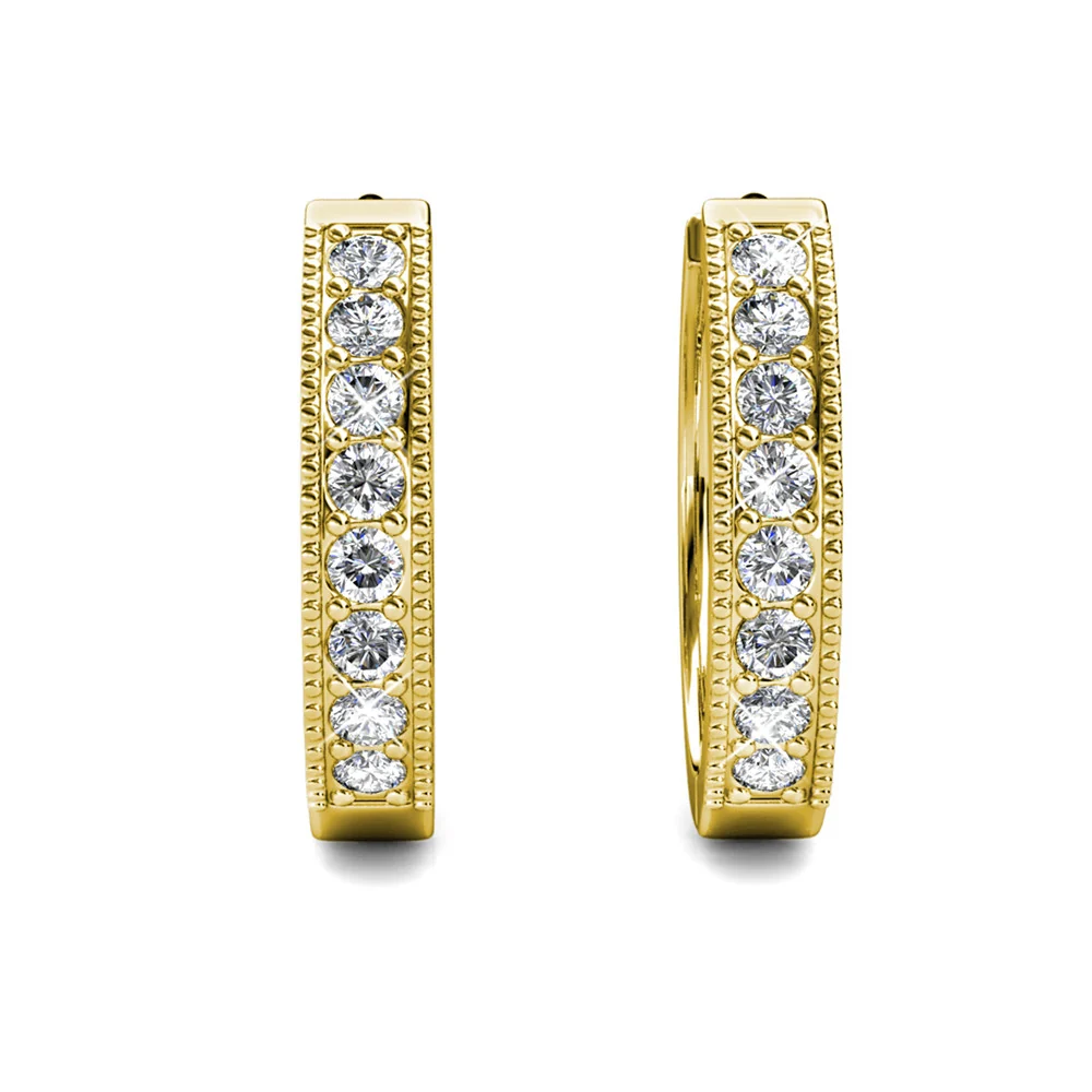 Lydia 18k White Gold Plated 16mm Hoop Earrings with Swarovski Crystals - Image 12