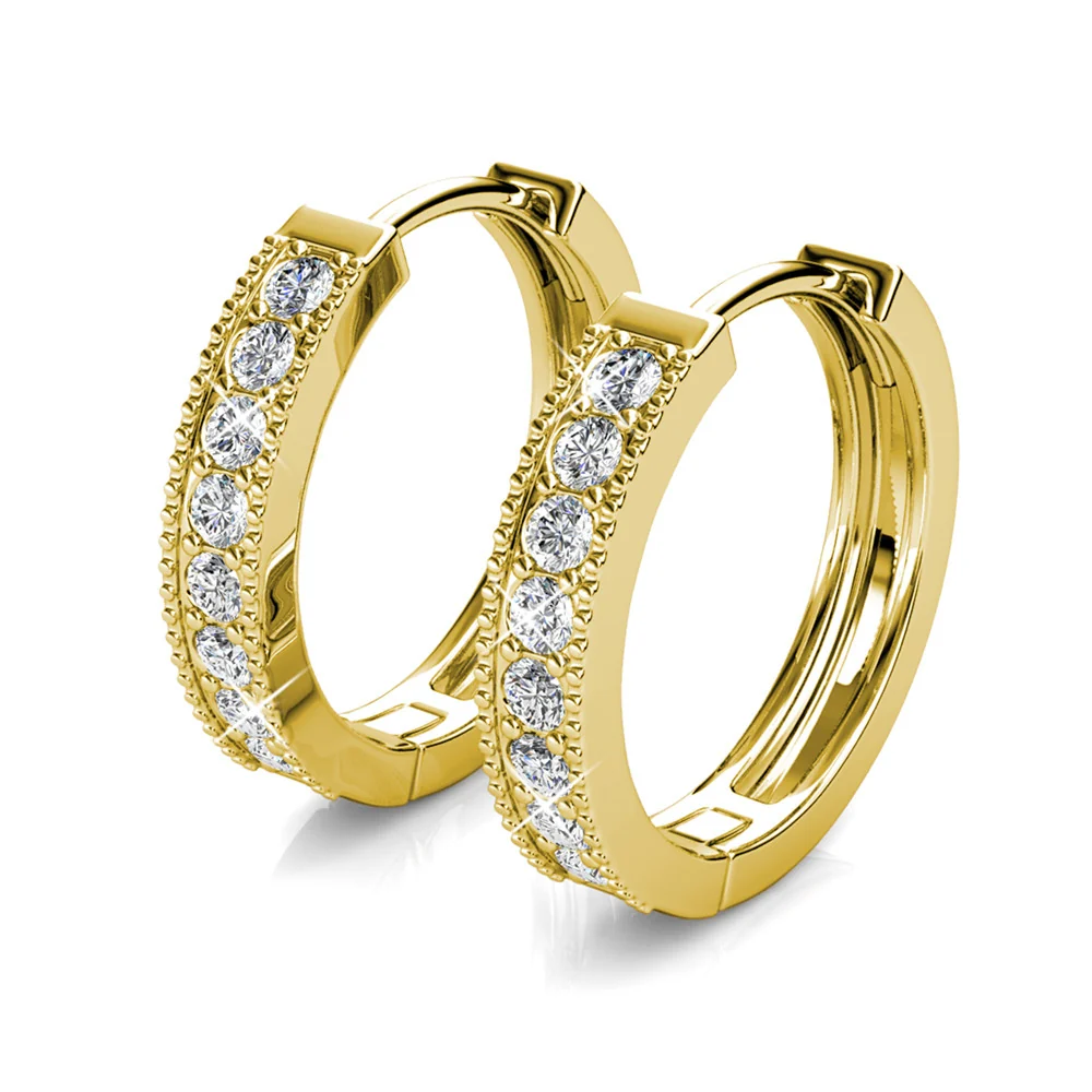 Lydia 18k White Gold Plated 16mm Hoop Earrings with Swarovski Crystals - Image 14