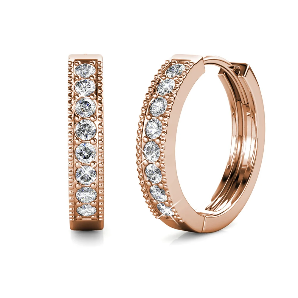 Lydia 18k White Gold Plated 16mm Hoop Earrings with Swarovski Crystals - Image 15