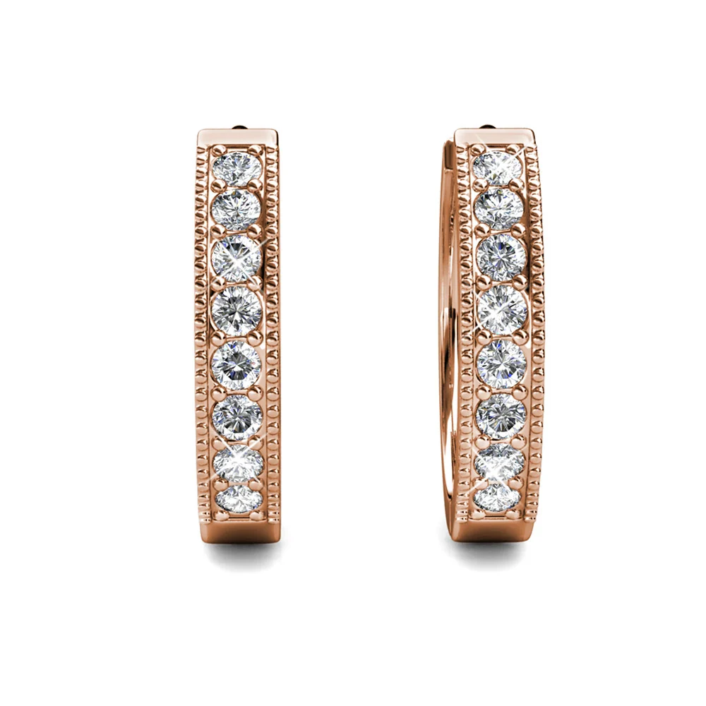 Lydia 18k White Gold Plated 16mm Hoop Earrings with Swarovski Crystals - Image 17
