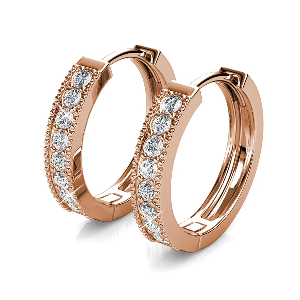 Lydia 18k White Gold Plated 16mm Hoop Earrings with Swarovski Crystals - Image 19