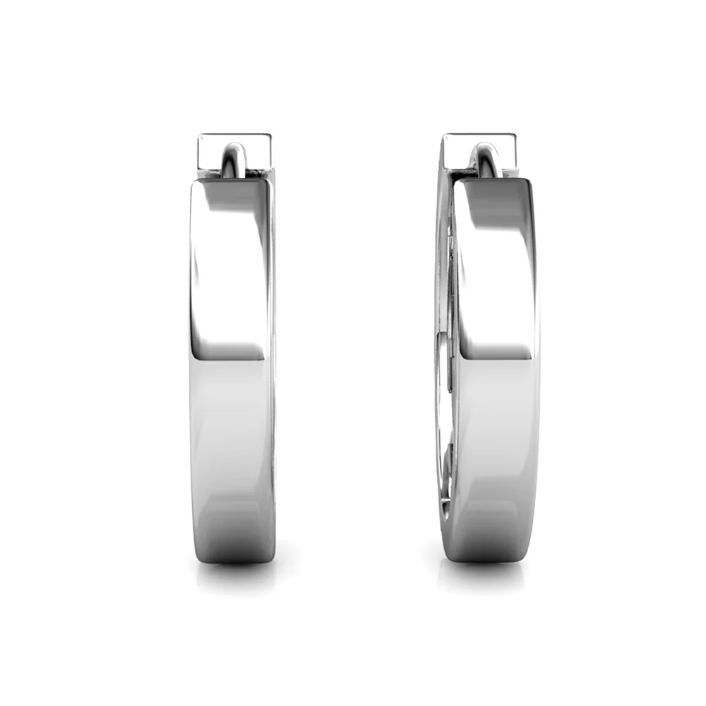 Lydia 18k White Gold Plated 16mm Hoop Earrings with Swarovski Crystals - Image 8