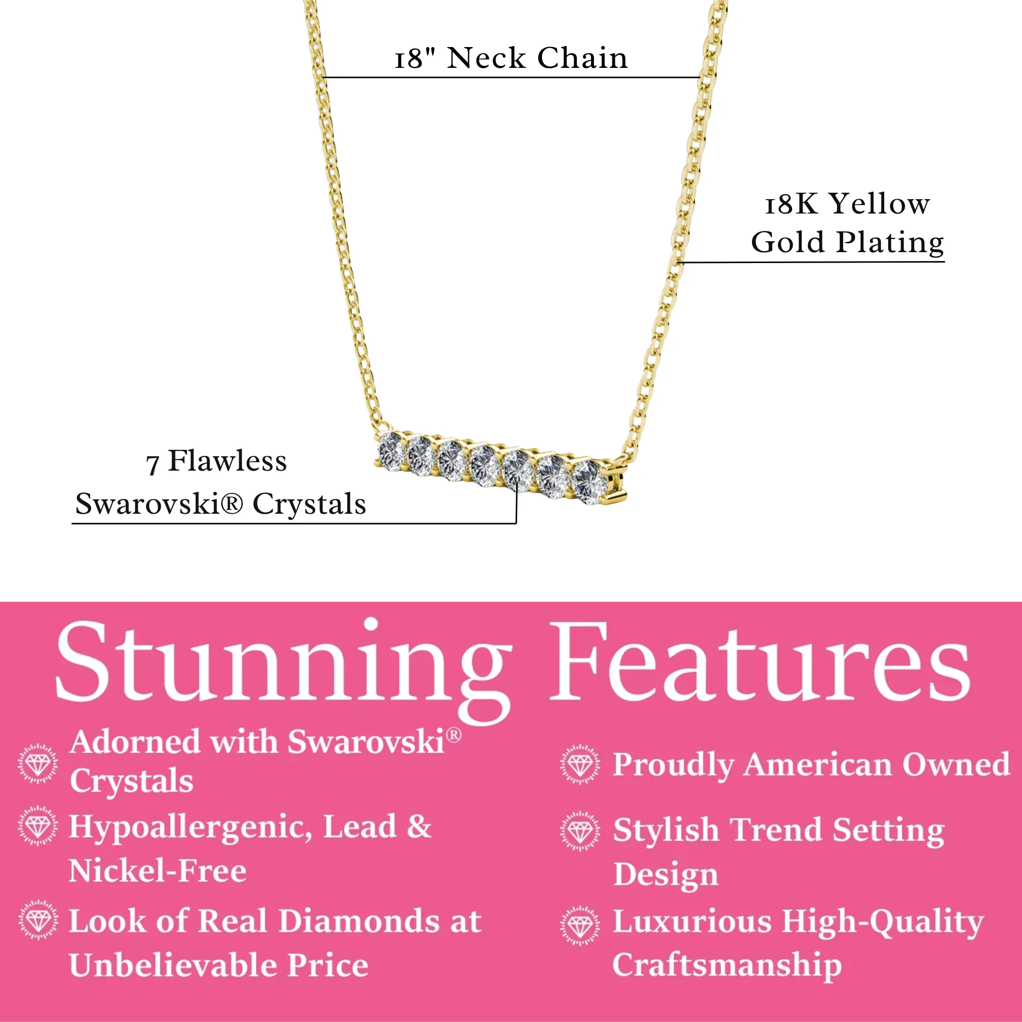 Lynn 18k White Gold Plated Necklace with Swarovski Crystals - Image 10