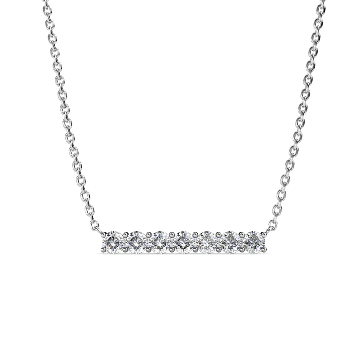 Lynn 18k White Gold Plated Crystal Bar Necklace & To Bridesmaid Leaf Card - Image 9
