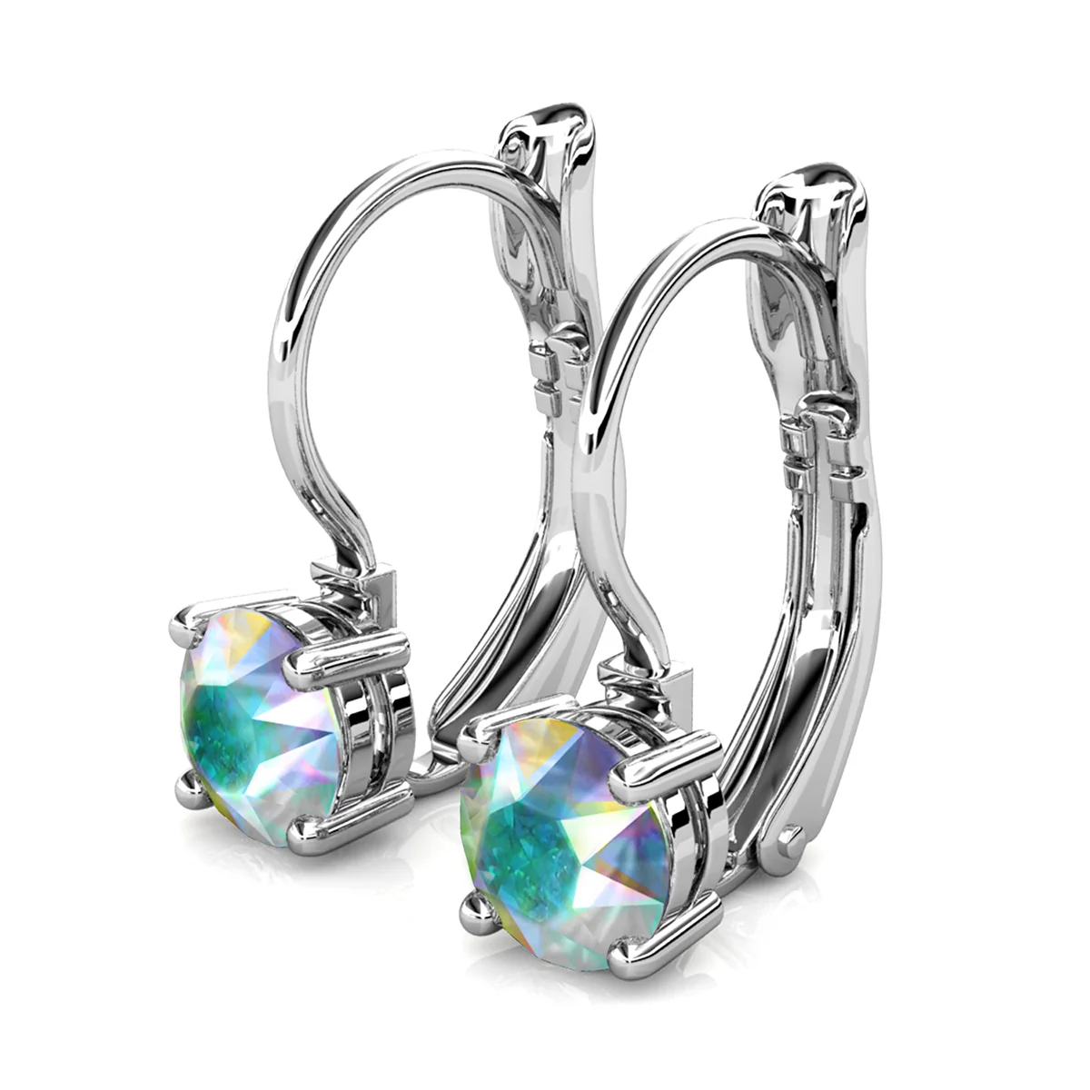 Lyric 18k White Gold Plated Drop Earrings with Swarovski Crystals - Image 7